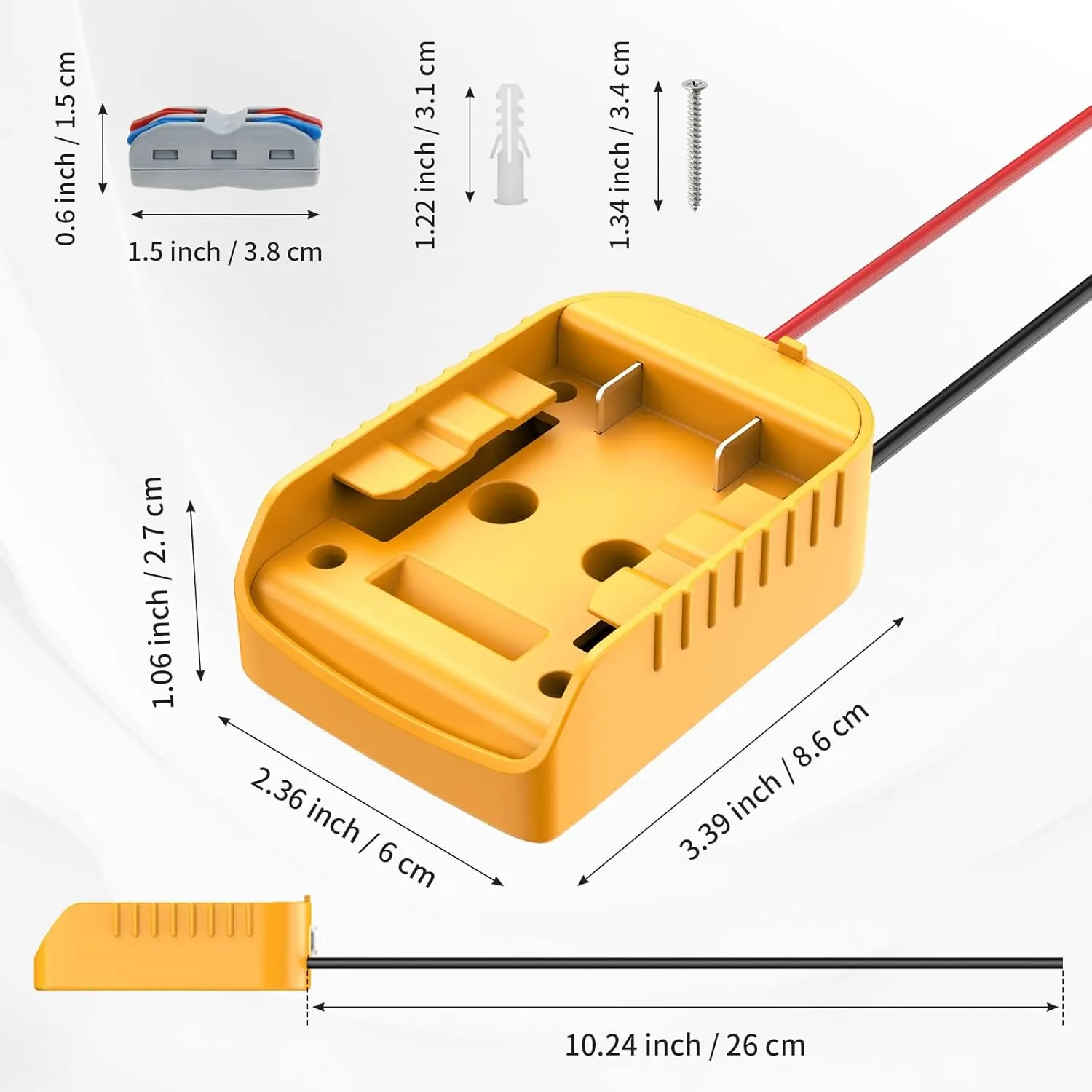 Battery Adapter with Switch Compatible with Dewalt 20V Battery, Over-Discharge Protection Converter Kit for DIY Rc Car Toys Robotics and Rc Truck, 12 AWG Wire, 2 Pack