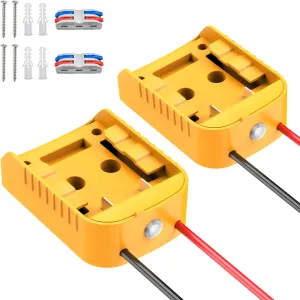 Battery Adapter with Switch Compatible with Dewalt 20V Battery, Over-Discharge Protection Converter Kit for DIY Rc Car Toys Robotics and Rc Truck, 12 AWG Wire, 2 Pack