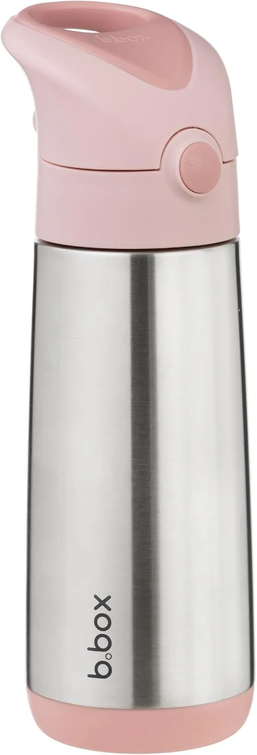 b.box 16.9 oz Insulated Water Bottle - Keeps Drinks Cold 15 Hours, Warm 8 Hours, Triple Wall Stainless Steel Kids Water Bottle w/Free Flow Silicone Straw, Leakproof & Dishwasher Safe