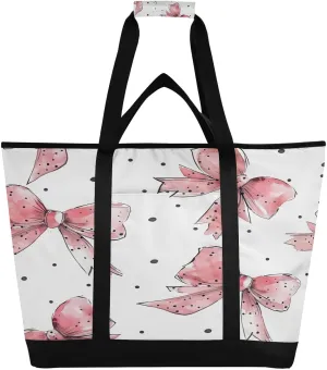 Beautiful Bow Tie Reusable Insulated Lunchbox Cooler Bag, Leakproof Kitchen Grocery Bag Collapsible Portable Cooler Tote Bag for Picnic, Camping, Office, Travel