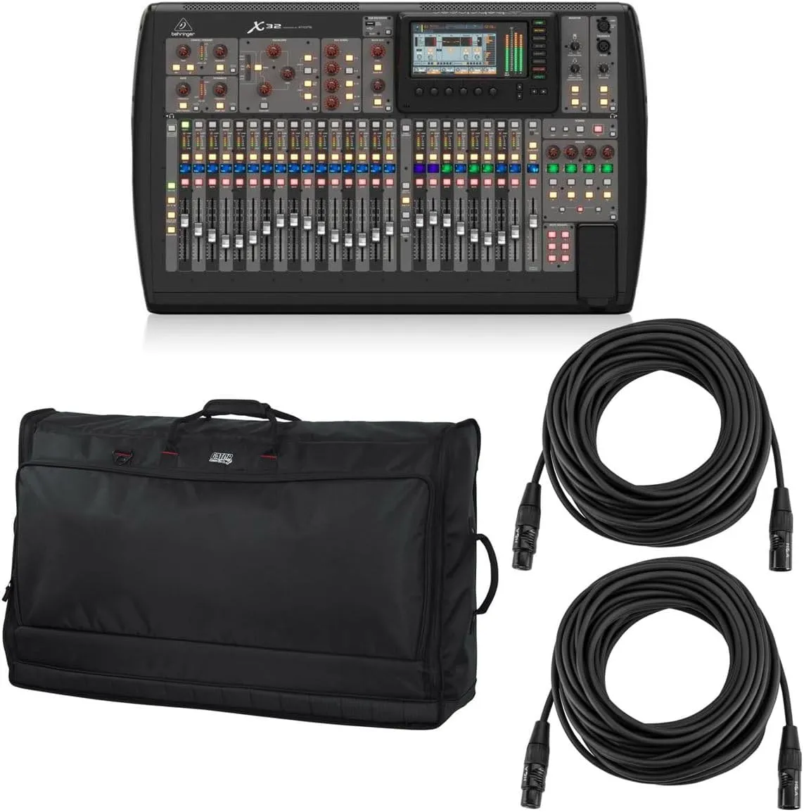 Behringer X32 32-Channel 16-Bus Total Recall Digital Mixing Console V4.0 Bundle with Padded Nylon Carry Bag, 2x Pro 50' XLR M to XLR F Cable