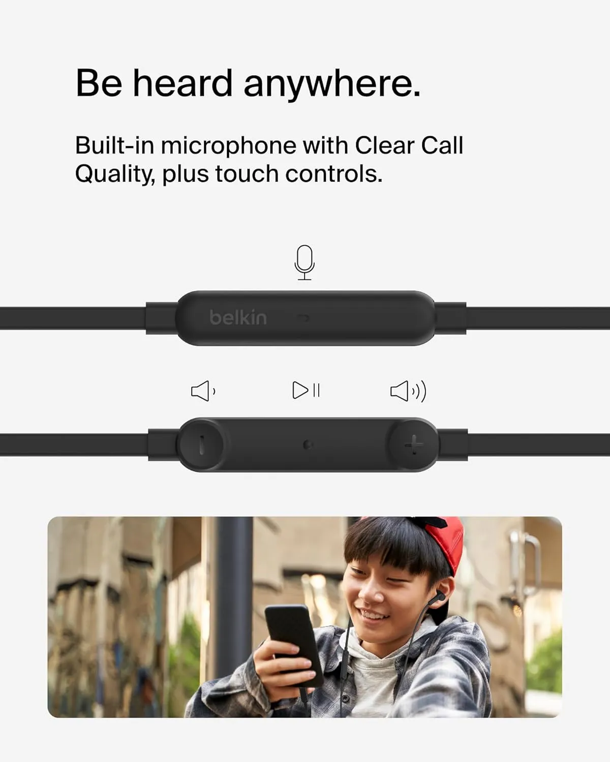 Belkin SoundForm Wired Earbuds with USB-C Connector, in-Ear Earphones w/Microphone - USB-C Headphones for iPhone 16, iPhone 15, iPad mini, Galaxy S25, Google Pixel 9, Android, and More - Black