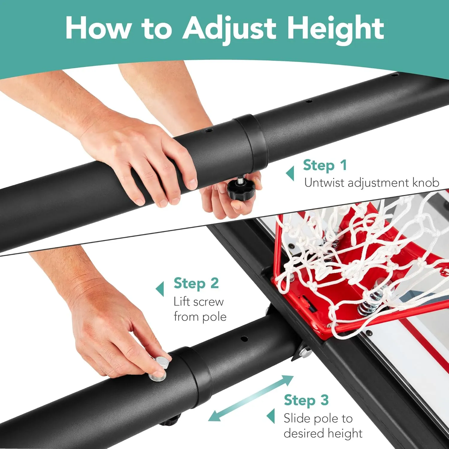 Best Choice Products 10ft Regulation Basketball Hoop, 7.5-10ft Height Adjustable Outdoor Goal w/Shock Absorbent Rim, Base Gel, 2 Wheels