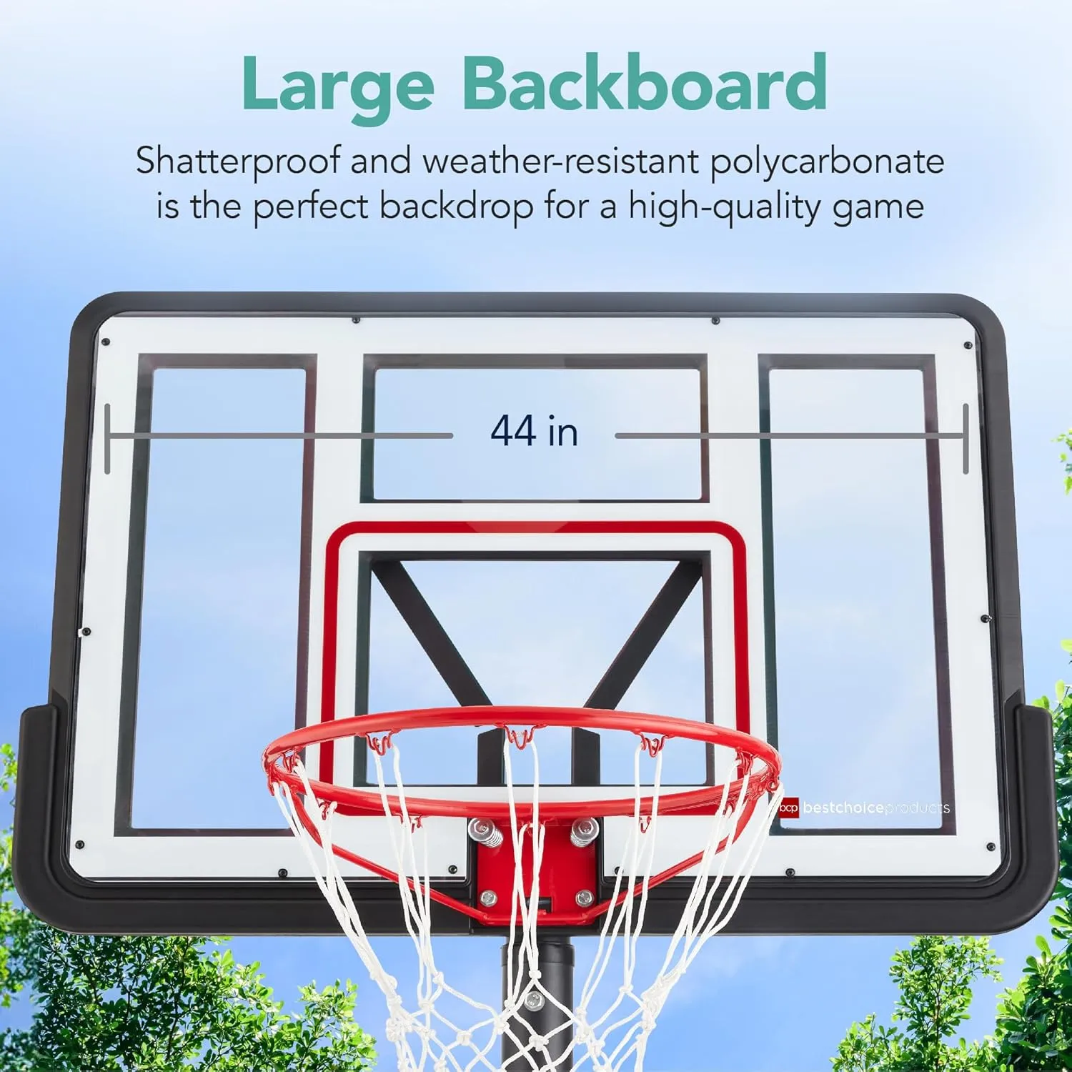 Best Choice Products 10ft Regulation Basketball Hoop, 7.5-10ft Height Adjustable Outdoor Goal w/Shock Absorbent Rim, Base Gel, 2 Wheels