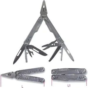 Beta 1778MT - Multifunctional Tool Complete with 9 Tools and 11 Inserts with 22 Functions, 4 Levers on Handles, 2 Lock/Unlock Buttons and Fabric Belt Pouch for Carrying