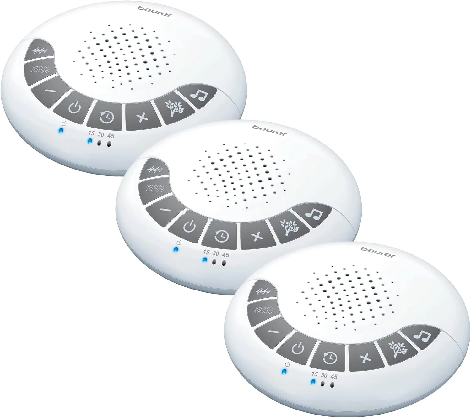 Beurer White Noise Machine with 4 Soothing Sounds | Sound Machine with Auto Shut-Off Sleep Timer | Portable White Noise Machine for Adults, Kids & Babies | Dreamsound Sleep Machine, SL15 (Pack of 3)