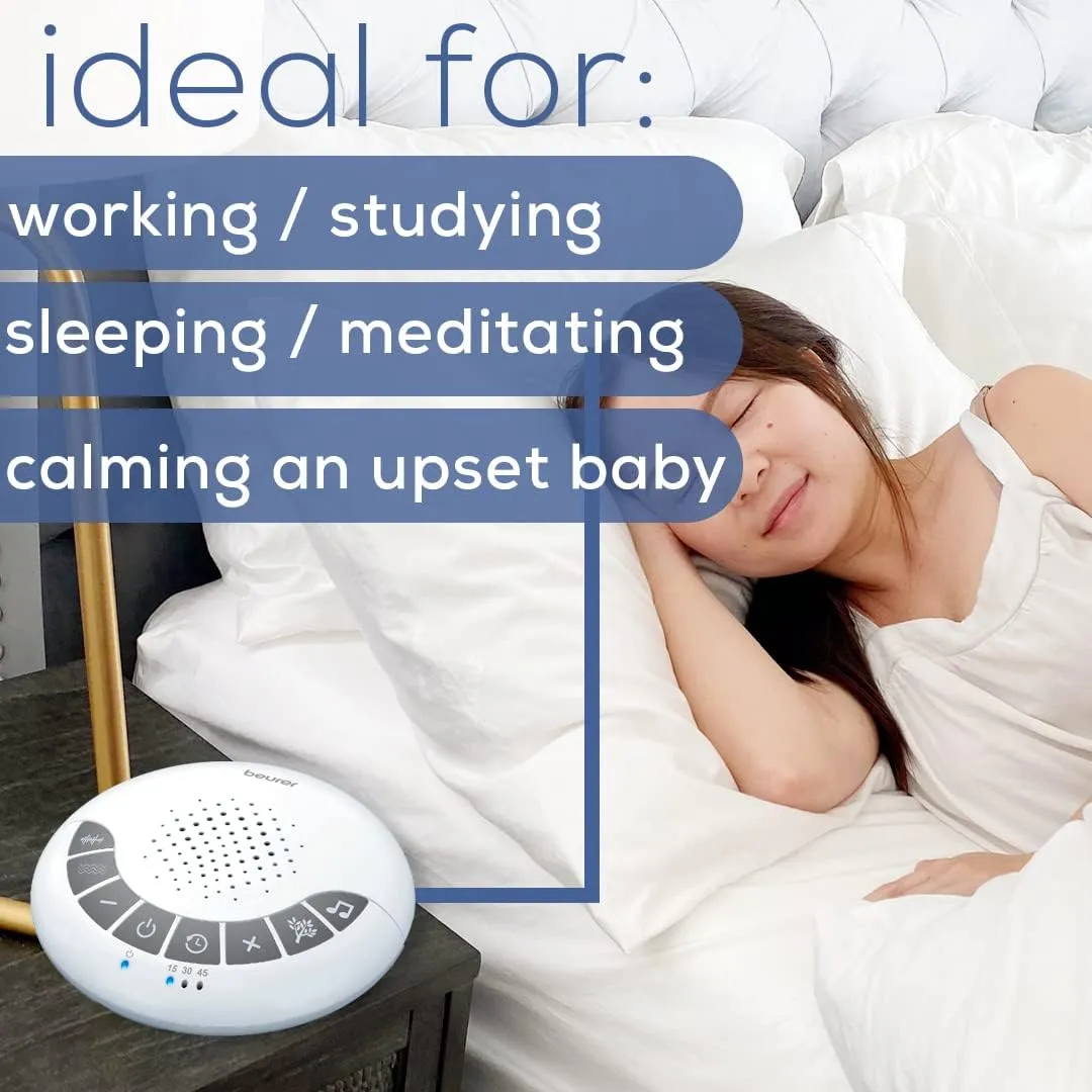 Beurer White Noise Machine with 4 Soothing Sounds | Sound Machine with Auto Shut-Off Sleep Timer | Portable White Noise Machine for Adults, Kids & Babies | Dreamsound Sleep Machine, SL15