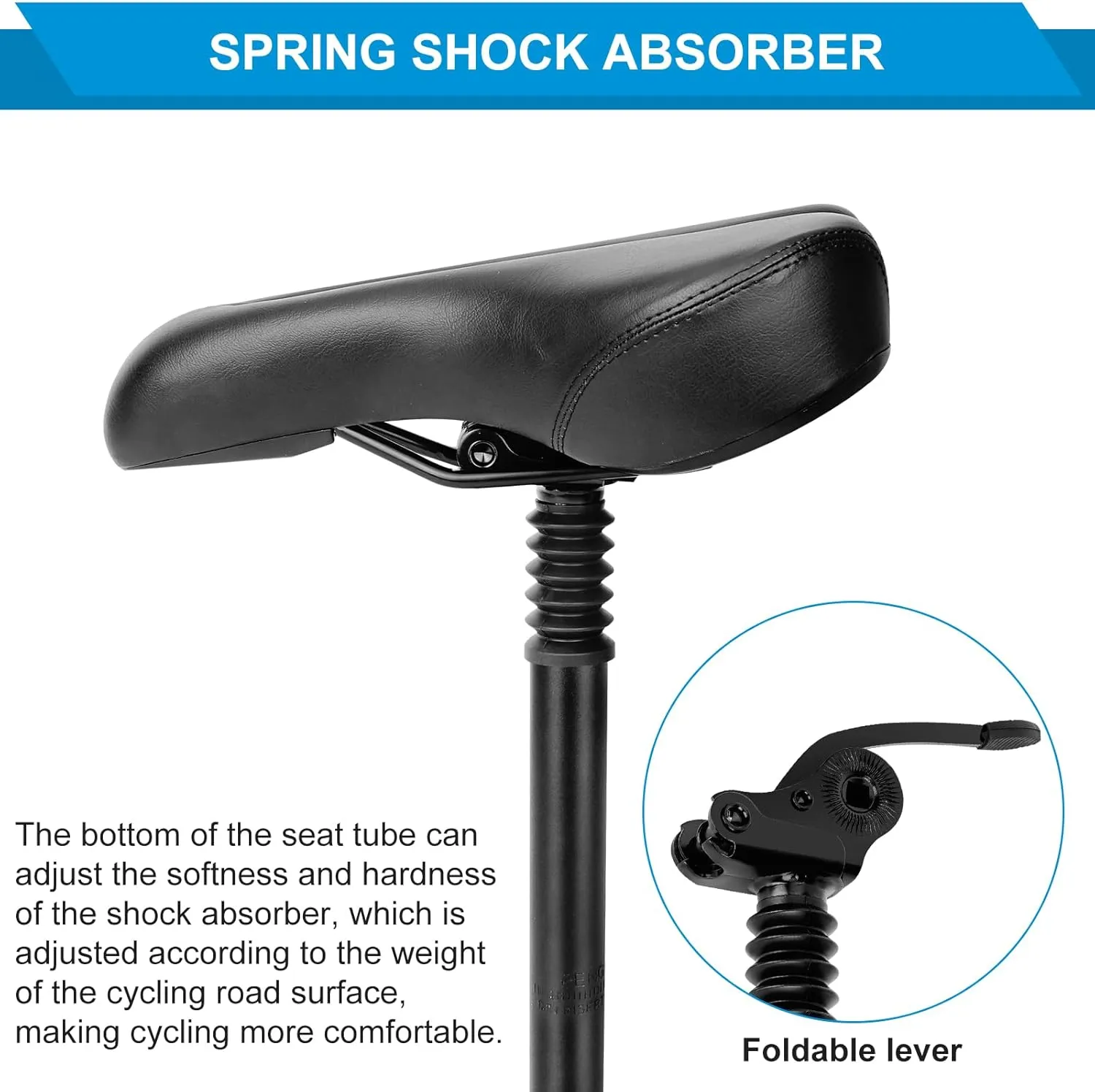 Bicycle Suspension Seat Post, 25.4mm/27.2mm/28.6mm/31.8mm/33.9mm Alumium Adjustable Seatpost Suspension Seat Post for Most Bicycle Mountain Road Bike MTB MTN BMX Electric Bicycle