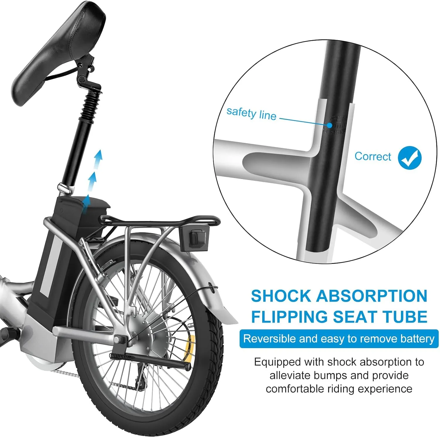 Bicycle Suspension Seat Post, 25.4mm/27.2mm/28.6mm/31.8mm/33.9mm Alumium Adjustable Seatpost Suspension Seat Post for Most Bicycle Mountain Road Bike MTB MTN BMX Electric Bicycle