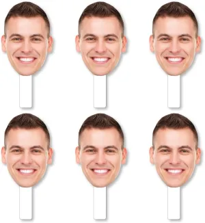 Big Dot of Happiness Fun Face Cutout Paddles - Custom Face on Stick Kit, Personalized Photo Booth & Fan Props, Upload 1 Photo, Unique Party Keepsakes - 6 pc