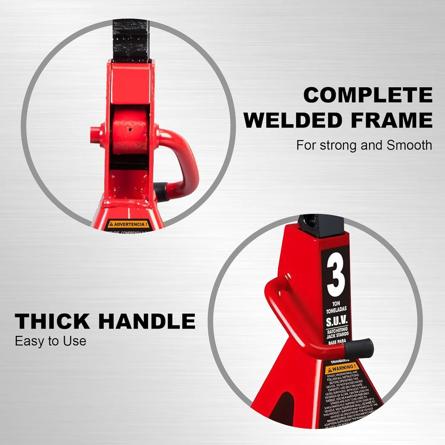 BIG RED AT43006UR Steel Jack Stands: 3 Ton (6,000 LBs) Capacity, 2 Pack, RED