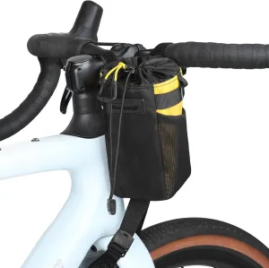Bike Water Bottle Bag with Quick Release, Insulated & Waterproof, 3-Point Mounting, Drain Hole, Side Mesh Pockets – Durable Nylon for MTB, Road, and Gravel Bikes（Yellow）