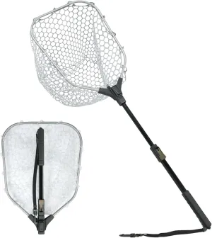 Black Paw Fly Fishing Net with Handle, Rubber Fishing Net for Trout, Foldable Extendable Fish Landing Net, Fish-Friendly Design for Safe Catch and Release
