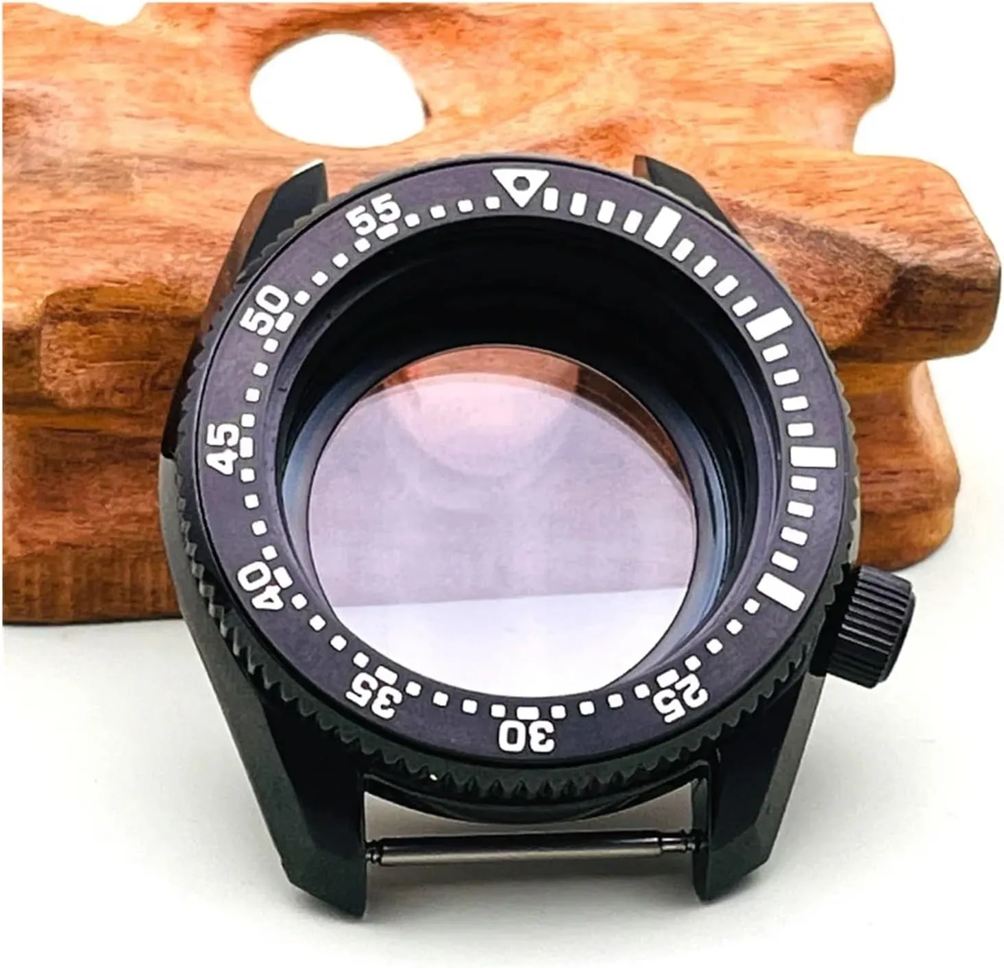 Black SPB185 SPB187 Watch Case Fit For NH35 NH36 Movement Transparent Back Cover Green Luminous insert Spb185 Watch Cases