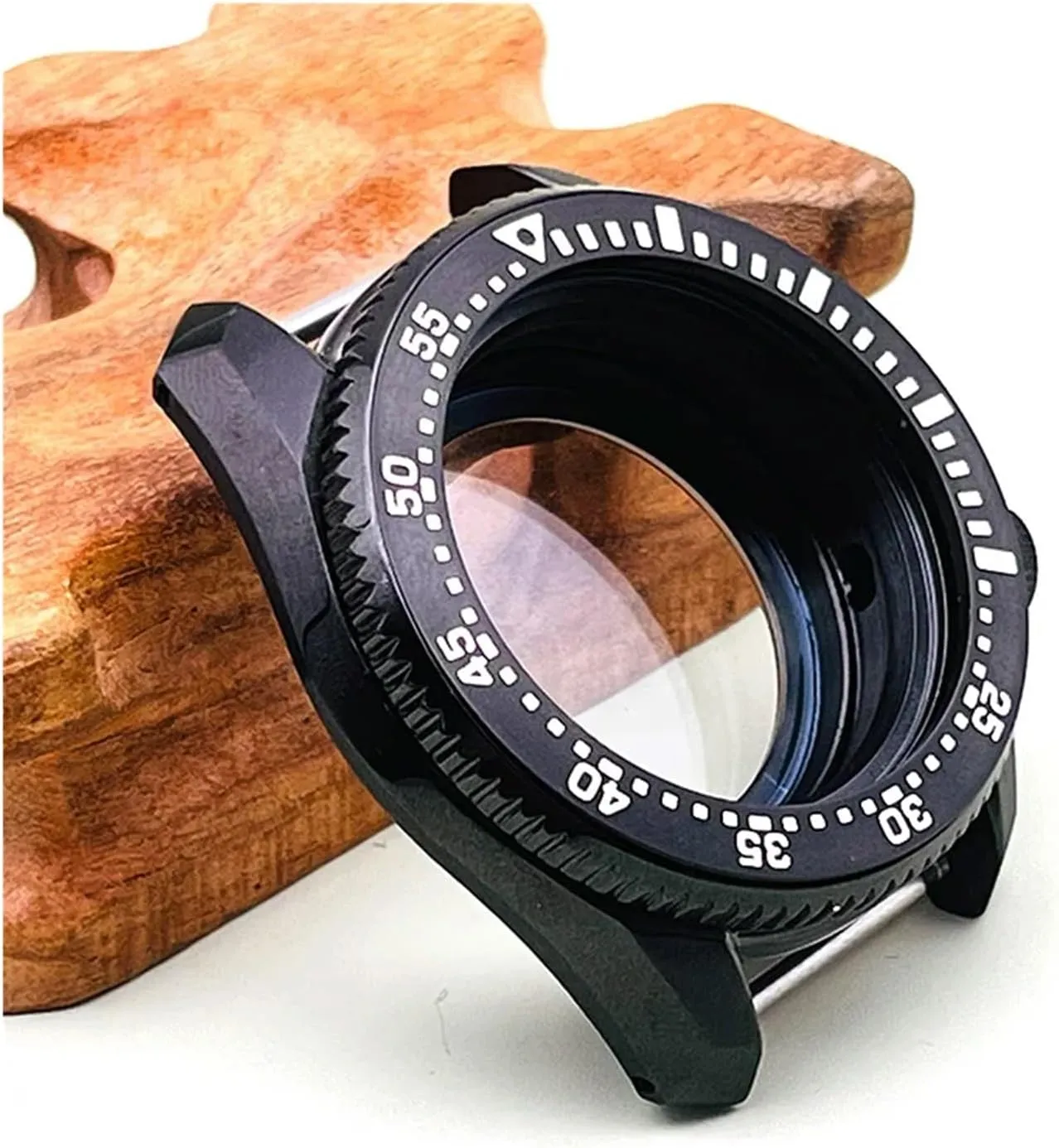 Black SPB185 SPB187 Watch Case Fit For NH35 NH36 Movement Transparent Back Cover Green Luminous insert Spb185 Watch Cases