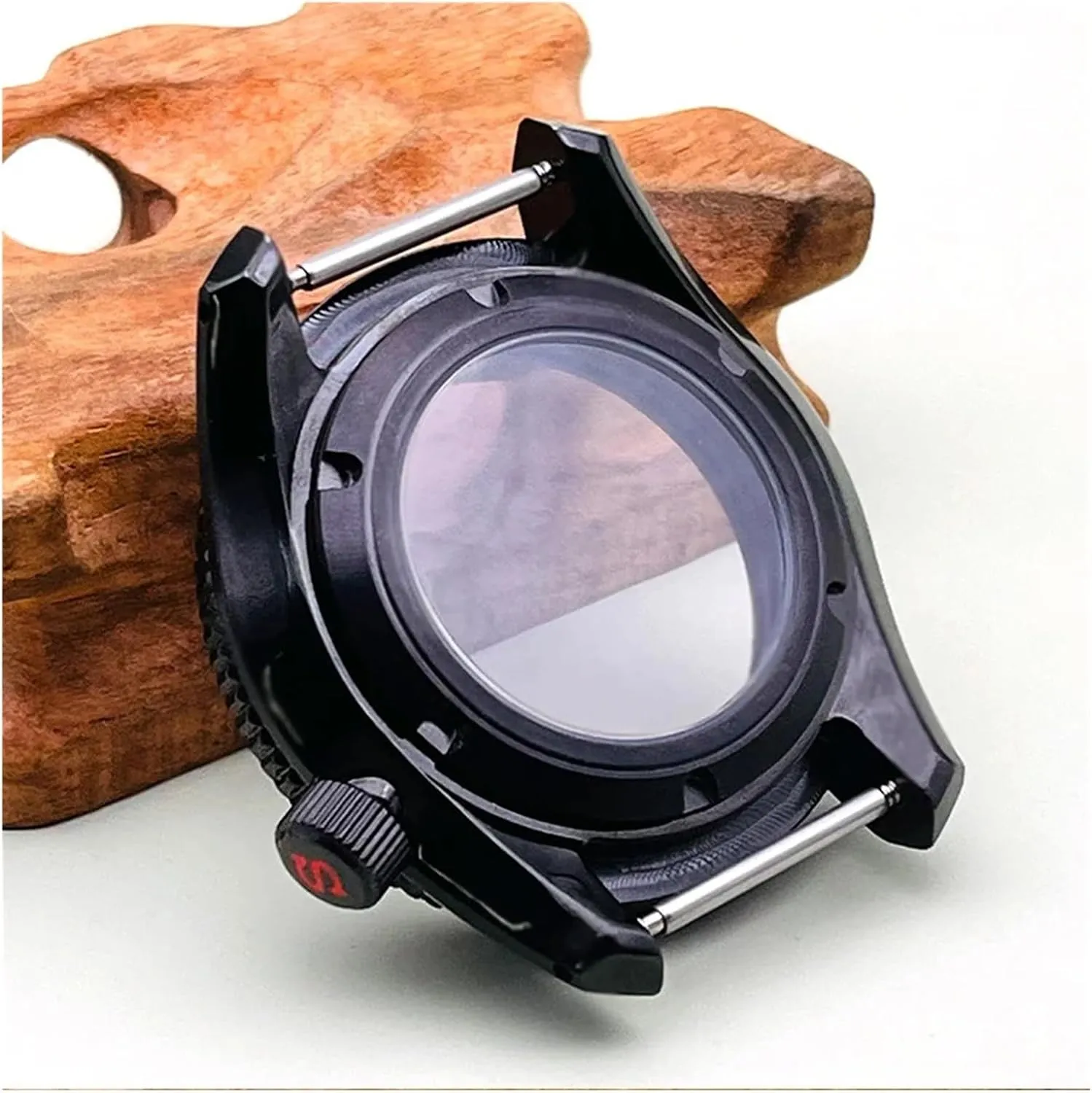 Black SPB185 SPB187 Watch Case Fit For NH35 NH36 Movement Transparent Back Cover Green Luminous insert Spb185 Watch Cases
