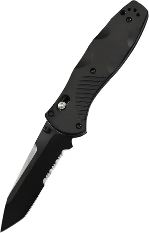 BM 583 Men's Pocket Knife - 3.6 "Sharp semi-serrated blade latching pocket folding knife clip, EDC knife Hunting Camping Survival Outdoor Fishing Hiking, men, black