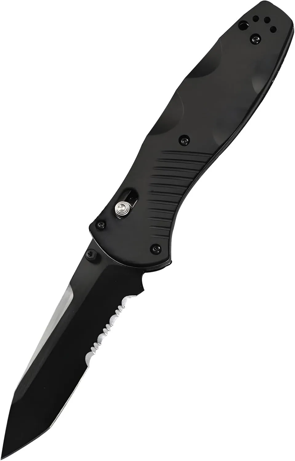 BM 583 Men's Pocket Knife - 3.6 "Sharp semi-serrated blade latching pocket folding knife clip, EDC knife Hunting Camping Survival Outdoor Fishing Hiking, men, black