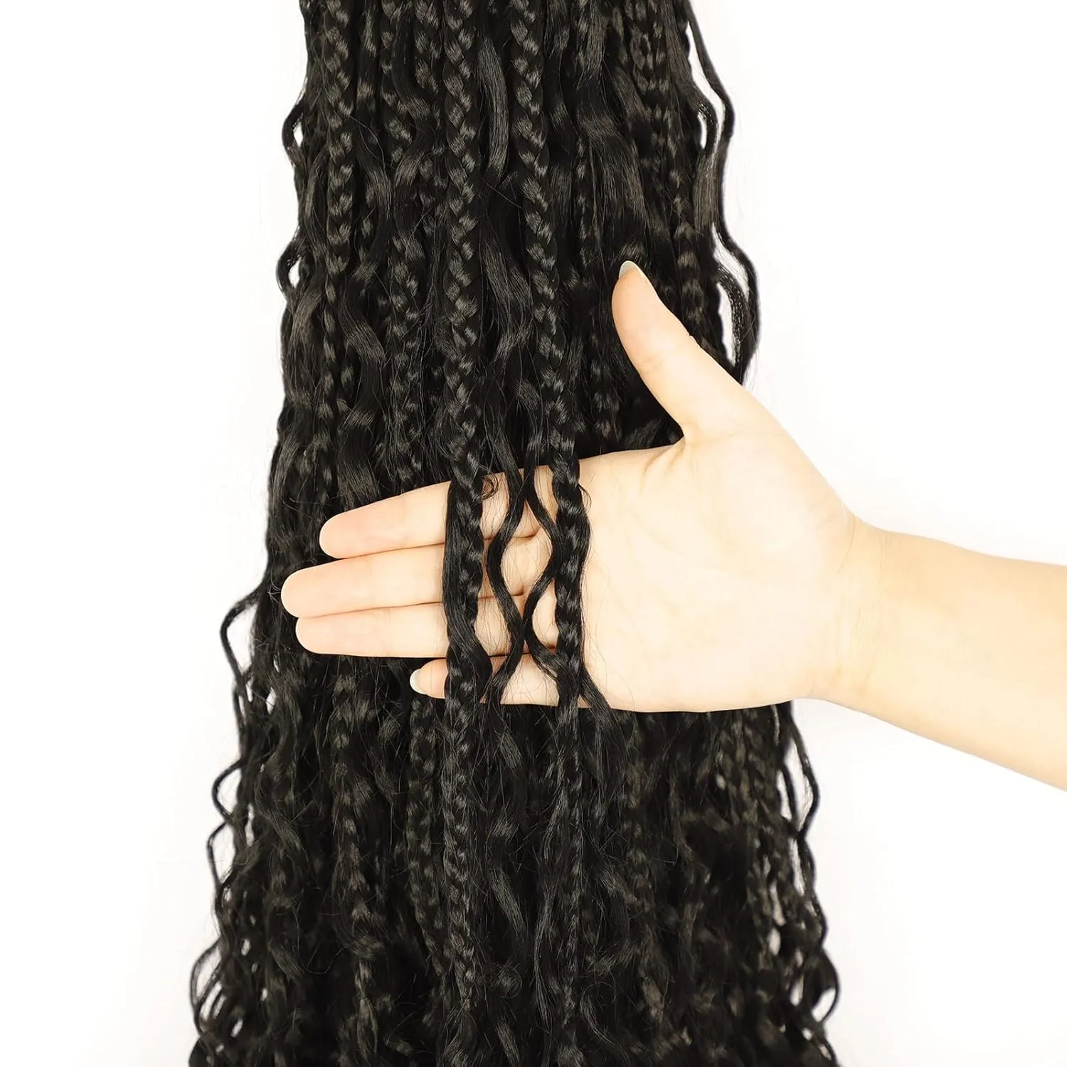 Boho Crochet Braids for Black Women - Goddess Box Braids, 24inch, 8Pack, Pre Looped, Synthetic, Black