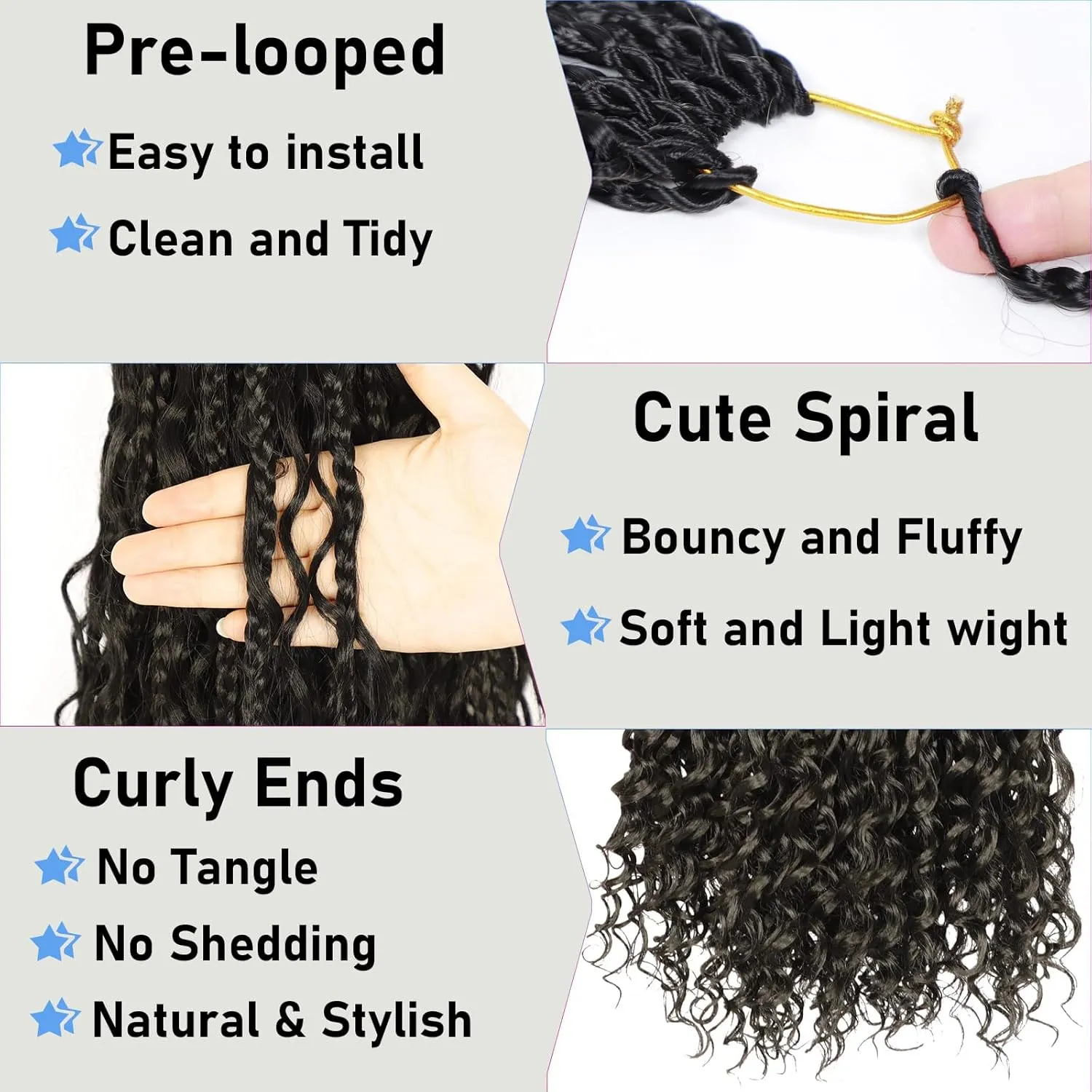 Boho Crochet Braids for Black Women - Goddess Box Braids, 24inch, 8Pack, Pre Looped, Synthetic, Black