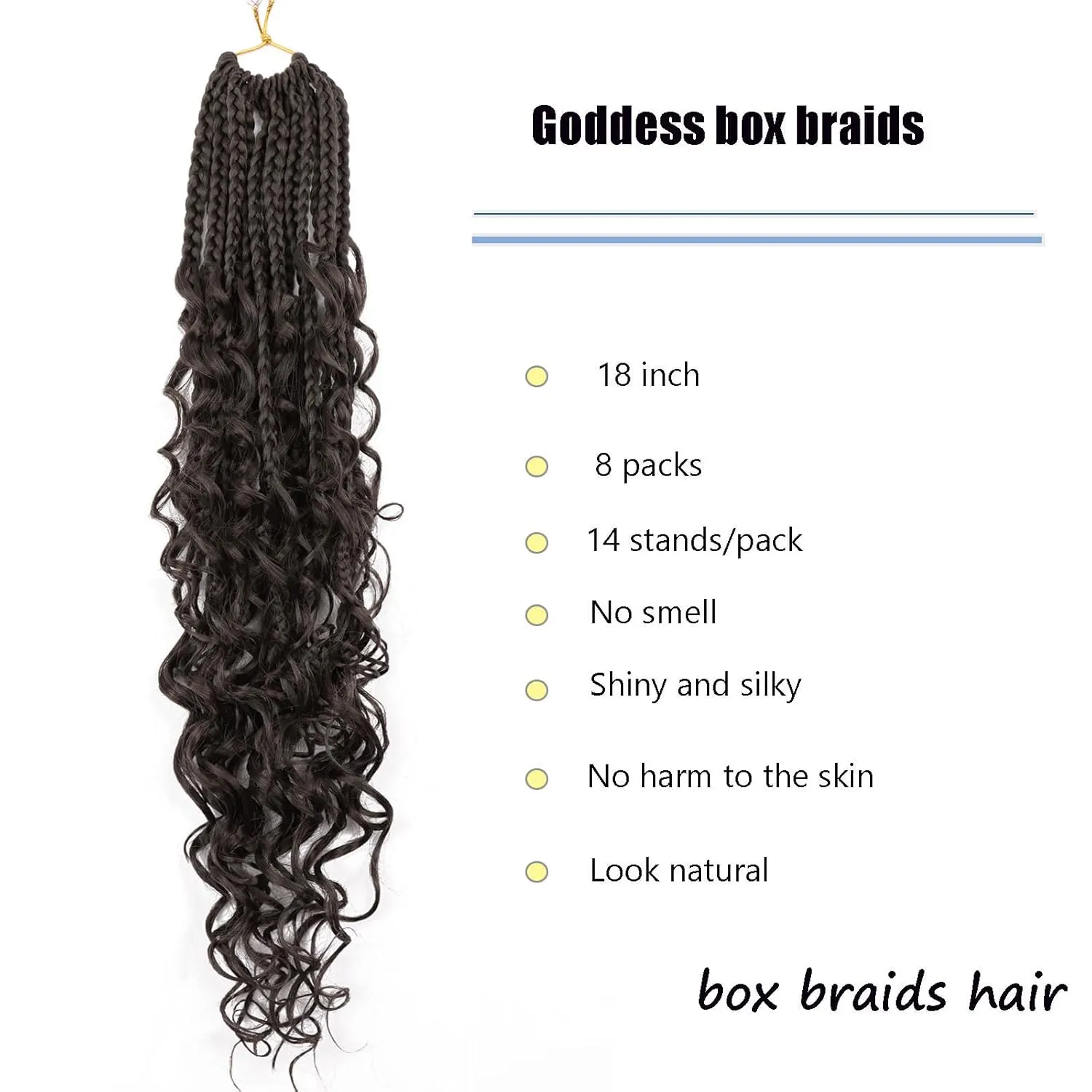 Boho Goddess Box Braids Crochet Hair 18 inch, 8 Packs Crochet Box Braids for Black Women Pre-looped Bohomian Box Braids Crochet Braids Synthetic Braiding Hair Extension #4