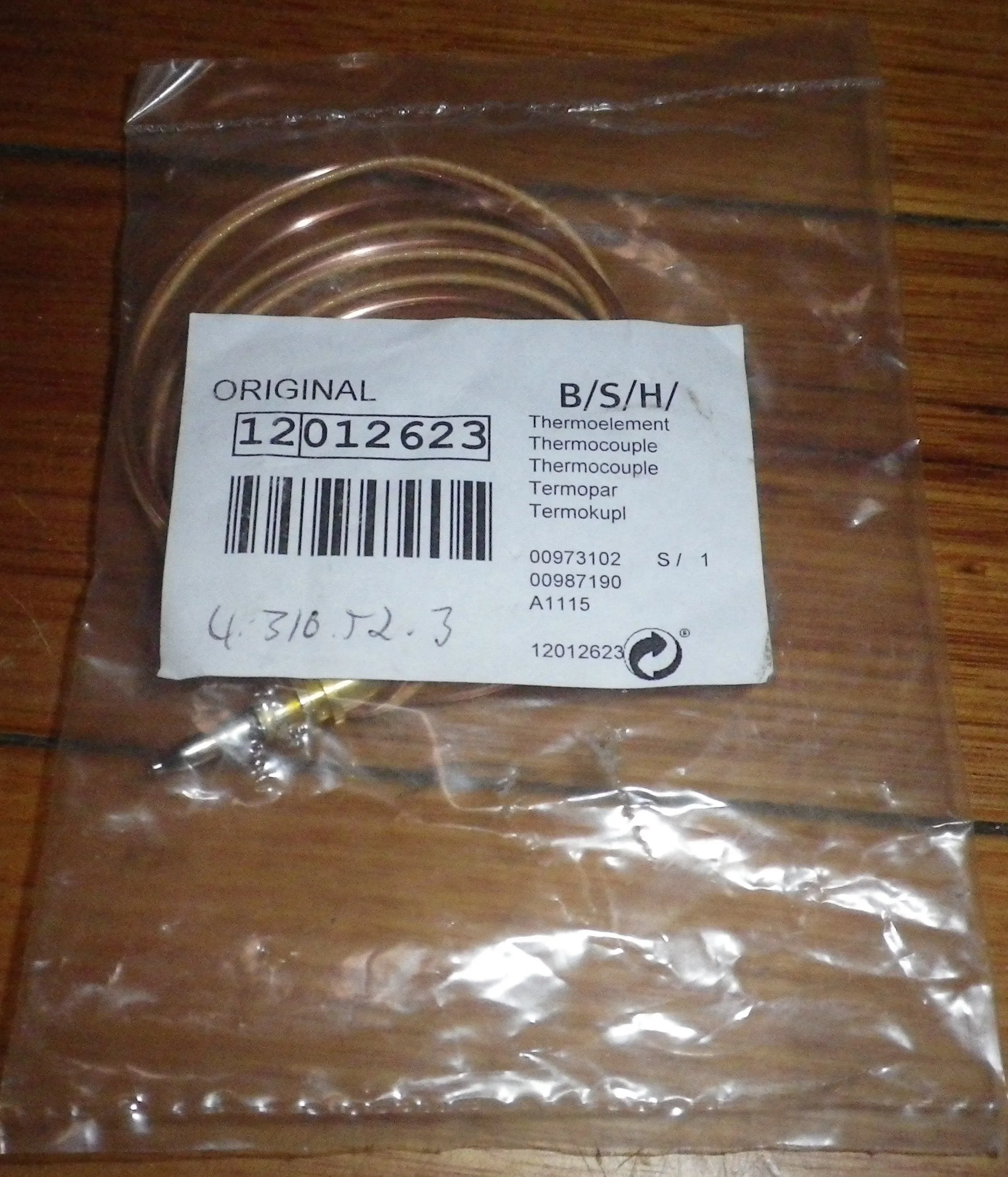 Bosch Gas Cooktop 850mm SABAF Burner Thermocouple - Part # 12012623
