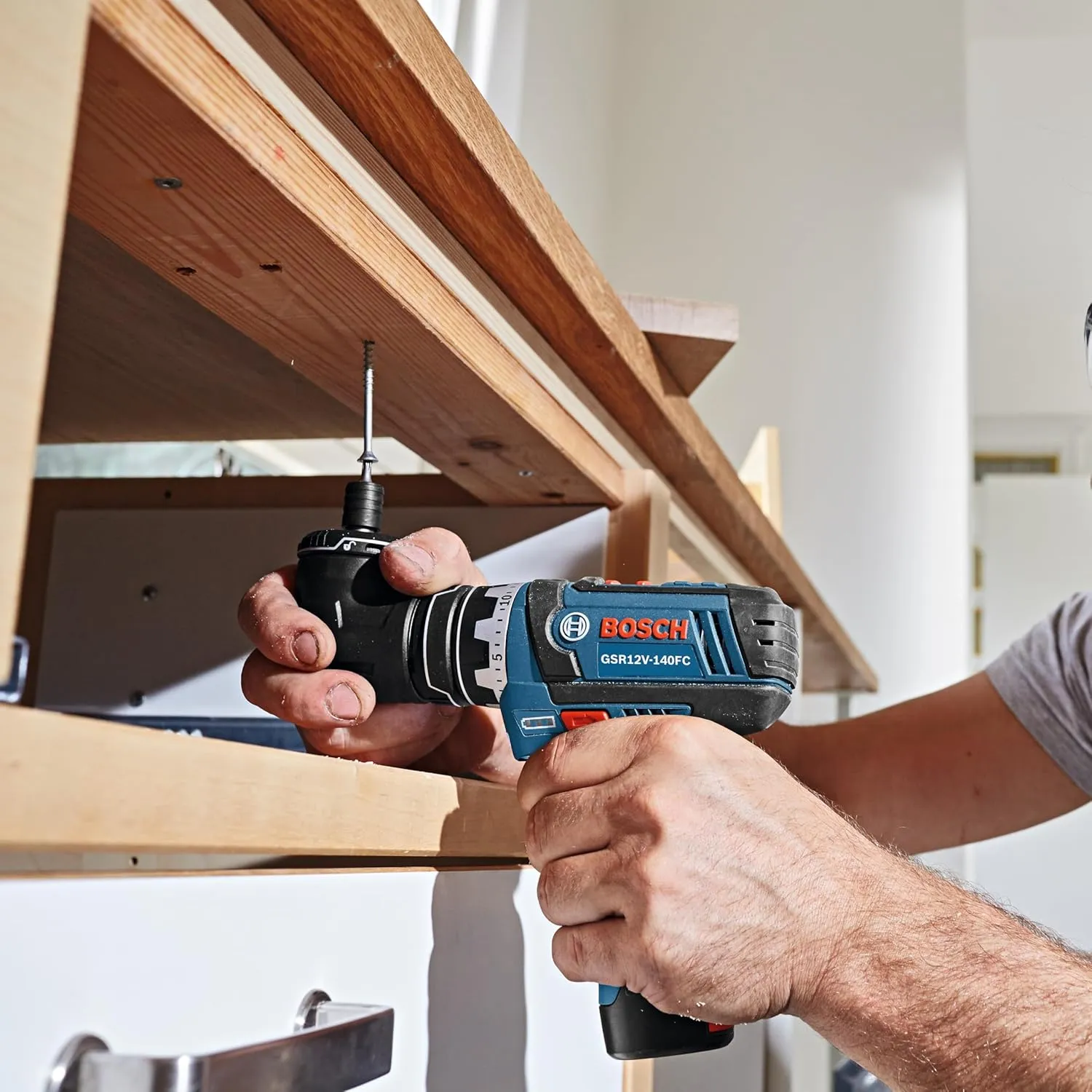 BOSCH GSR12V-140FCB22 12V Drill/Driver 5-In-1 Flexiclick System - Torque, Lightweight, Magnetic Bit Holder, Keyless Chuck, Right Angle & Offset Attachments. Includes 2.0 Ah Batteries & Charger