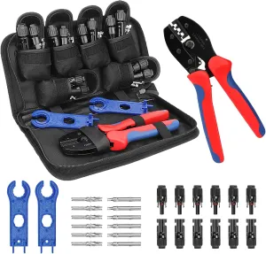 BougeRV Solar Crimper Tool Kit - Crimper, 6 Pairs Connectors, Spanner Wrench for Solar Panel Cable Assembly and Installation