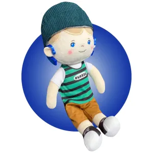 Boy Doll With Hearing Aids - Personalized Hearing Impaired Doll - Boy Doll Wearing Hearing Aids - Toy Hearing Aid for Dolls - Choose Hearing Aid Location - Dolls With Hearing Disabilities (Boy w/Hat Doll)