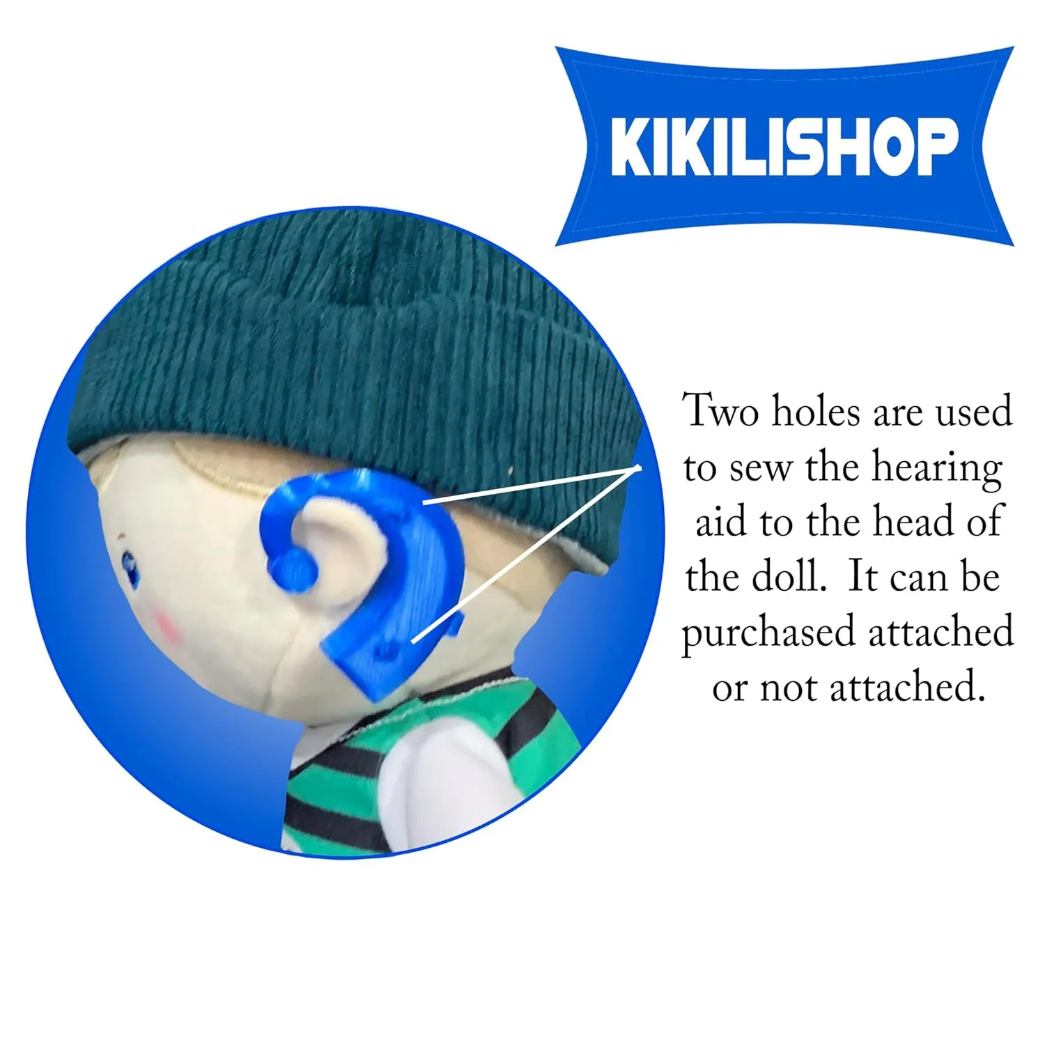 Boy Doll With Hearing Aids - Personalized Hearing Impaired Doll - Boy Doll Wearing Hearing Aids - Toy Hearing Aid for Dolls - Choose Hearing Aid Location - Dolls With Hearing Disabilities (Boy w/Hat Doll)
