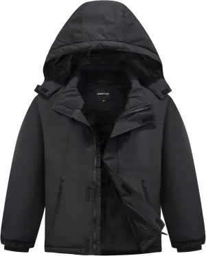 Boys Waterproof Ski Jacket Warm Winter Fleece Snow Coat Kids Outdoor Hooded Snowboard Jacket