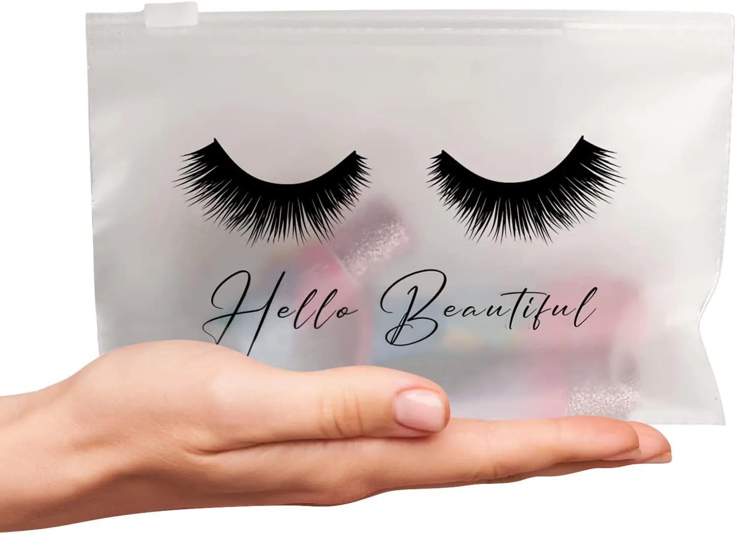BRAWNA Lash Extension Aftercare Bags - Eyelash Extension Kit Supplies - Lipstick Travel Pouch - Cute Lip Gloss Bags - size 6x8