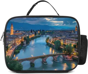 Bridge Ponte Degli Alpini at River Brenta Lunch Tote Bag for Work Picnic Travel Durable Insulated Lunch Box Container Portable Lunch Bags