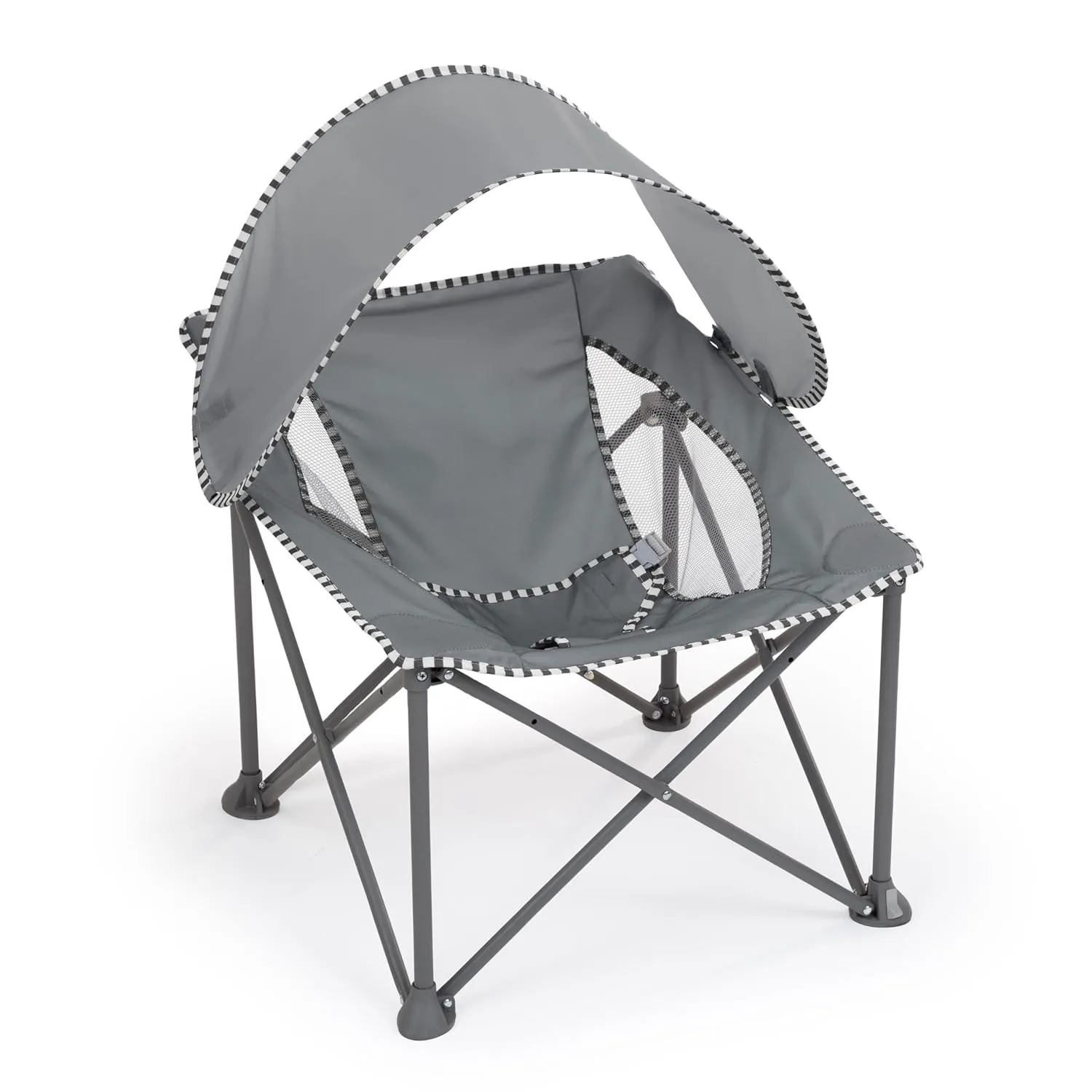 Bright Starts Pop 'N Chill Travel Seat, Indoor/Outdoor Use, Infant Seat with UPF 50  Canopy, Grey, Ages 0-6 Months