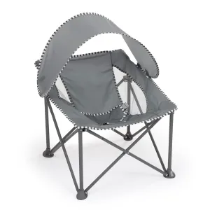 Bright Starts Pop 'N Chill Travel Seat, Indoor/Outdoor Use, Infant Seat with UPF 50  Canopy, Grey, Ages 0-6 Months