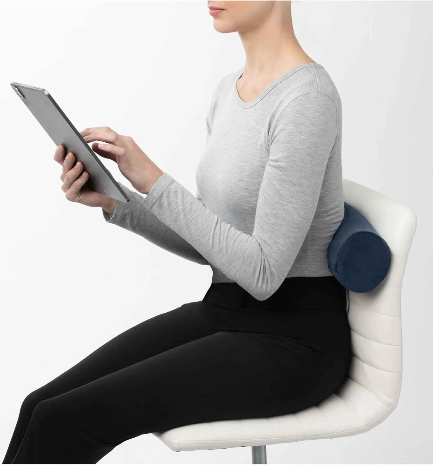 Brookstone Free Form Travel Pillow - Lightweight Flexible Memory Foam Travel Neck Pillow for Sleeping, Car, Airplane & Travel Support, Blue