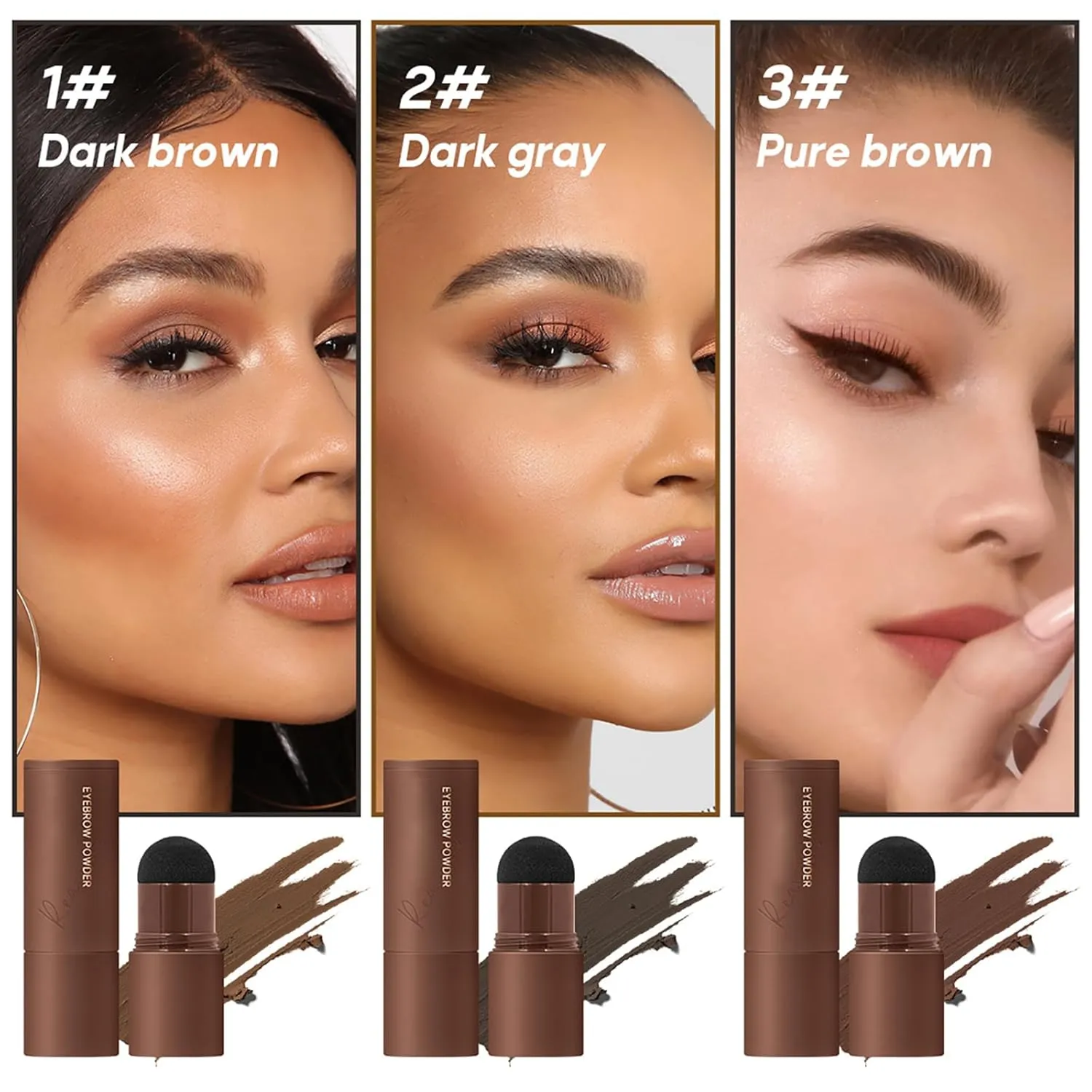 Brow Charm Stencil Kit, Browcharm Waterproof Eyebrow Stamp Stencil Kit, Eyebrow Stencil Kit for Women, Long-Lasting & Smudge-Proof (2#Dark gray)