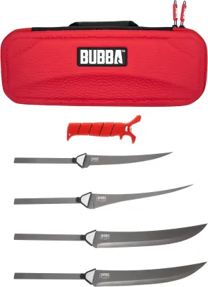BUBBA Multi-Flex Interchangeable Blade Kit, with Non-Slip Grip Handle, 2 Ti-Nitride S.S. Coated Non-Stick Blades and Case for Fishing
