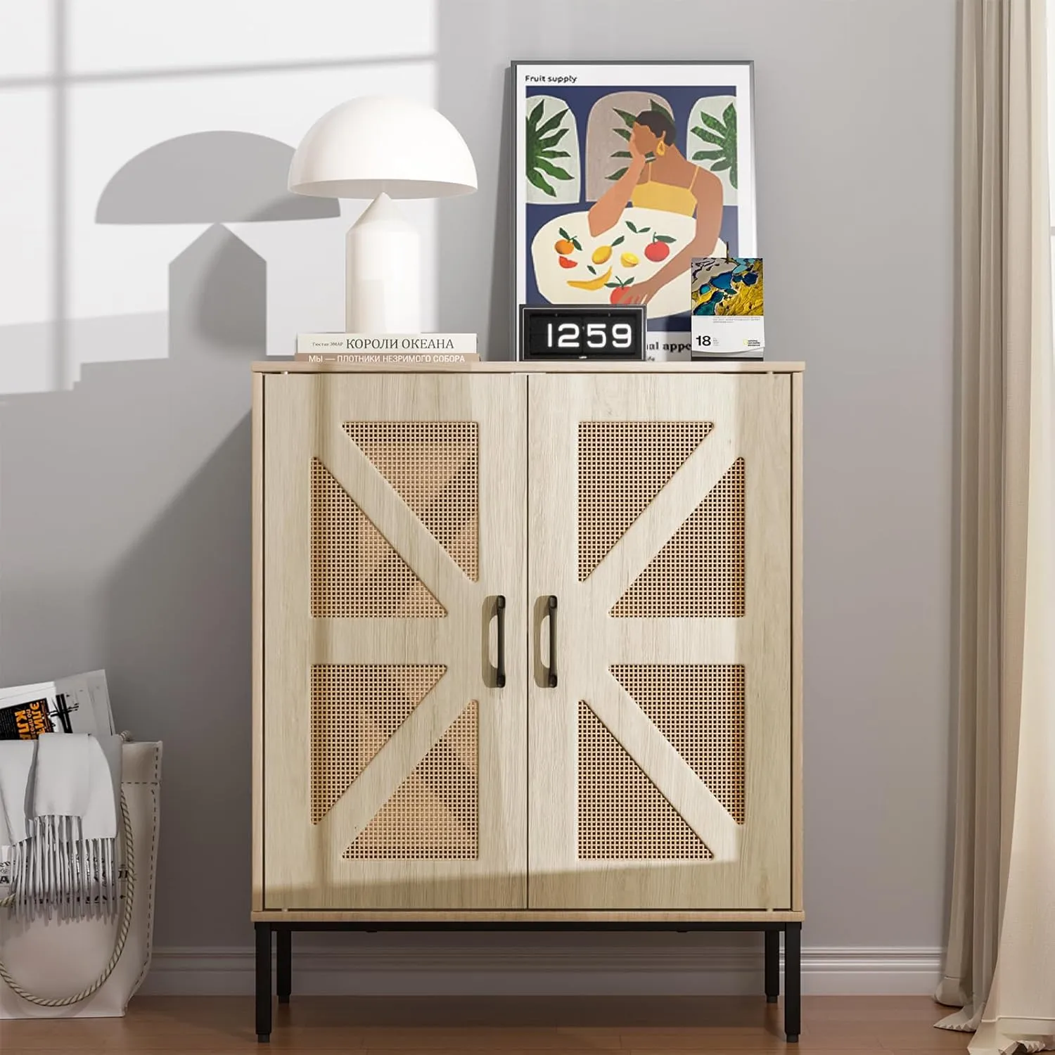 Buffet Cabinet with Storage Sideboard Accent Modern Credenza with Doors & Shelves 32.9" Tall Media Console Mid Century Coffee Bar Table for Living Room Kitchen Dining Room Hallway