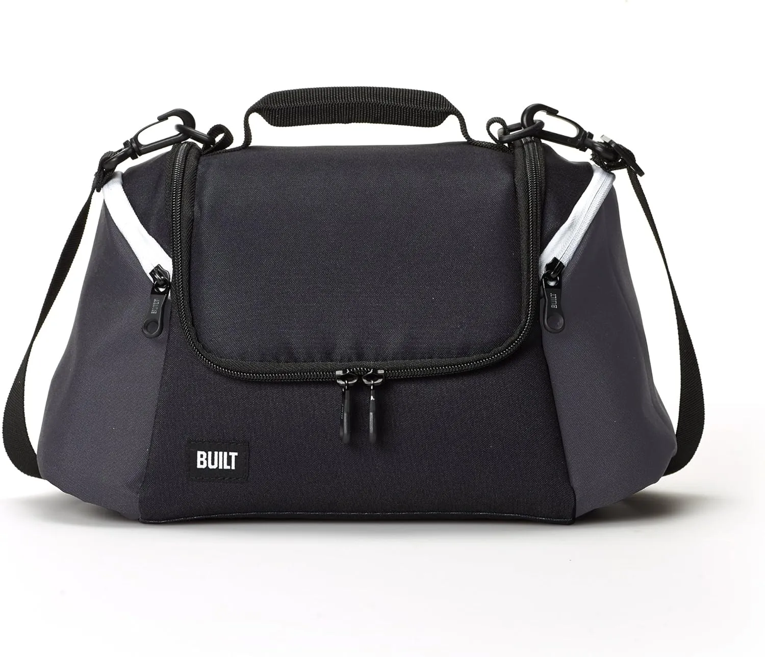 BUILT All Day Water-Resistant Insulated Fabric Lunch Bag with Zip Closure and Removable Shoulder Strap Black 5227344