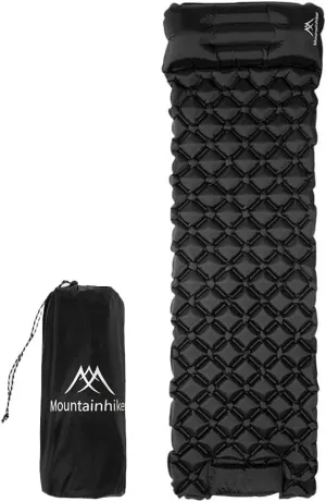Built in Pump Mattress Outdoor Camping Picnic Sleeping Mat Travel Portable Soft Mattress Comfort Inflation Mattress with Pillow Proof Ground Mat (Black)