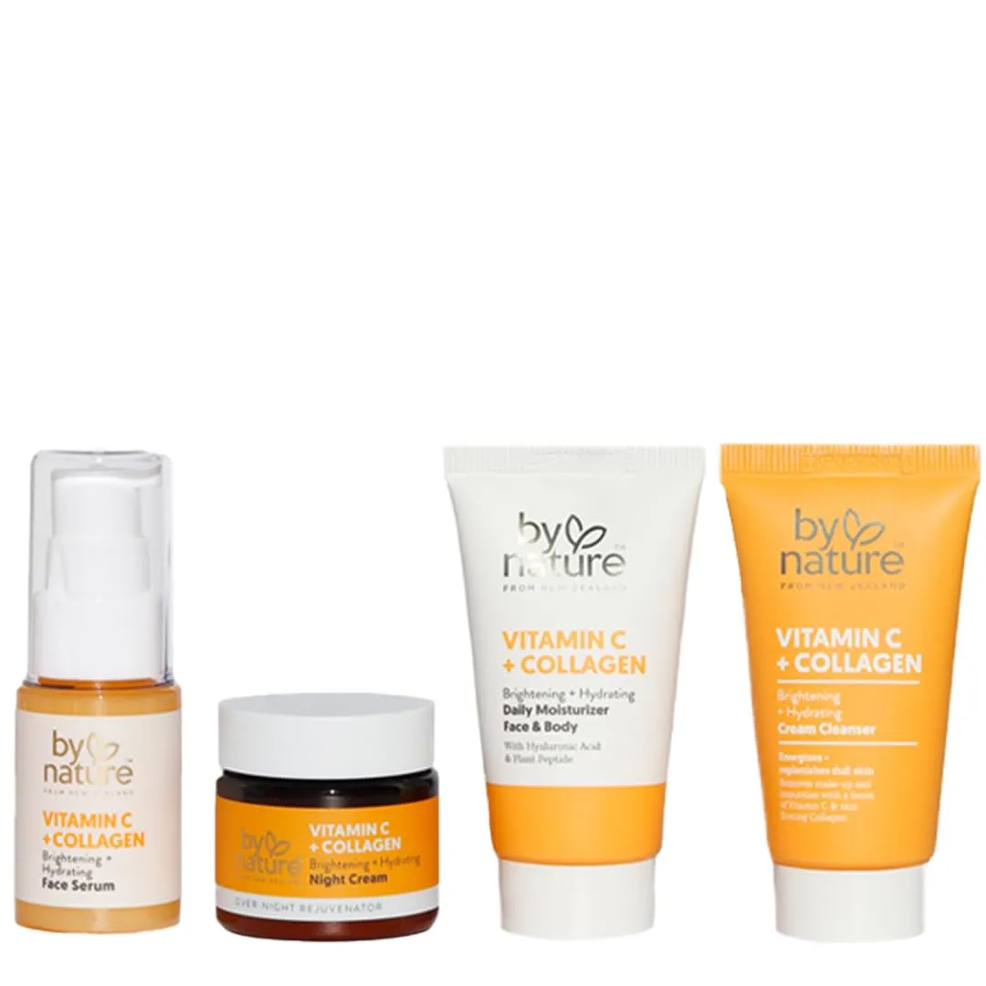 By Nature Glow To Go Vitamin C Skincare Sampler - Travel Size Skincare Gift Set, Face Care Set for Women & Men