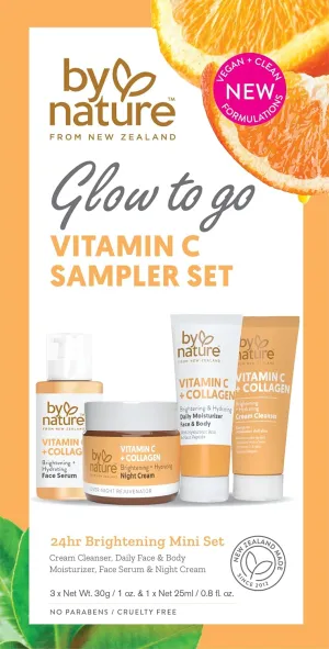 By Nature Glow To Go Vitamin C Skincare Sampler - Travel Size Skincare Gift Set, Face Care Set for Women & Men