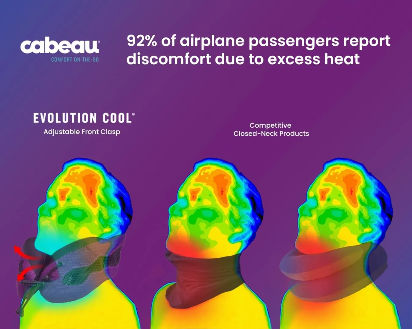 Cabeau Long Haul Flight Cooling Travel Neck Pillow – Evolution Cool – Supportive Memory Foam with Airflow Vents – Compact with Carrying Case (Red)