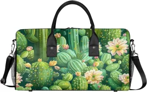 Cactus Travel Duffle Bag for Women Men Foldable Waterproof Weekender Bag Carry on Tote for Overnight Sports Gym Succulent