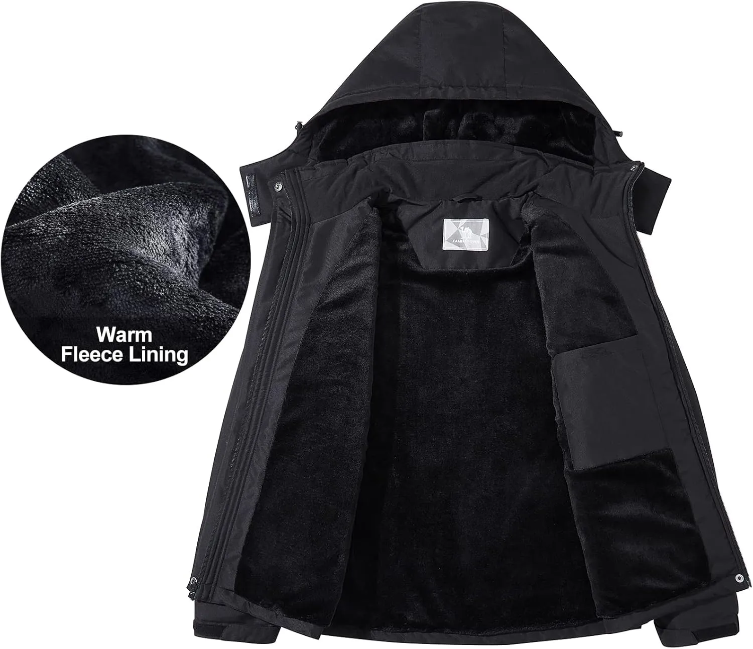 CAMEL CROWN Women's Warm Winter Ski Jackets Waterproof Snow Coat with Hood Mountain Windproof Rain Jacket