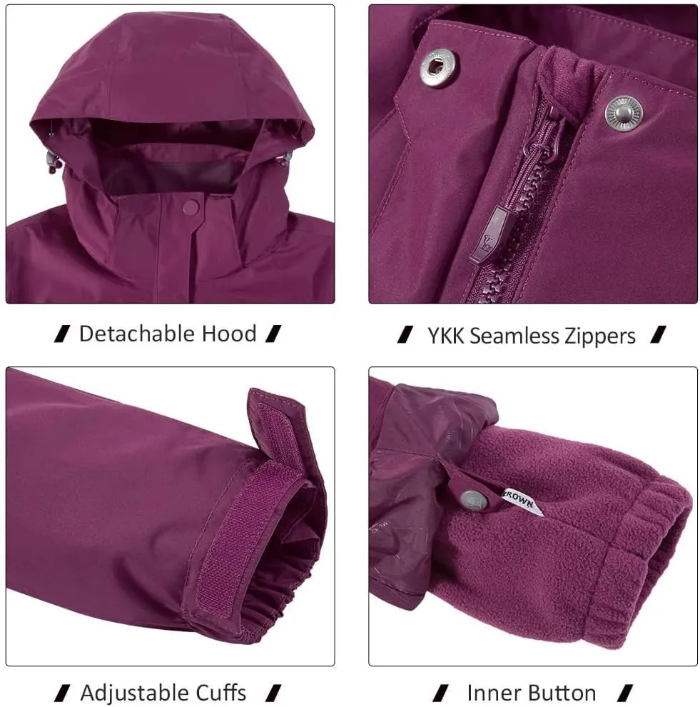 CAMEL CROWN Women's Waterproof Ski Jacket 3 in 1 Winter Coat Windbreaker Snowboard Jackets for Rain Snow Outdoor Hiking