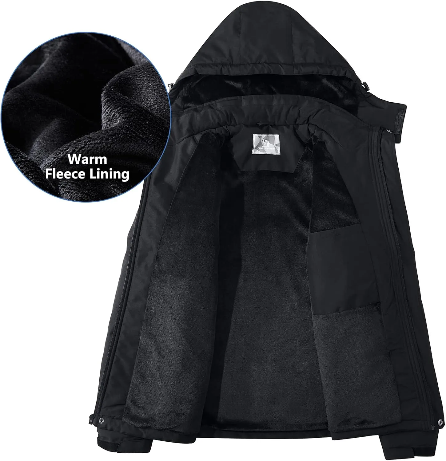 CAMEL Men's Winter Ski Jackets Waterproof Snow Coat with Hood Mountain Windproof Rain Jacket