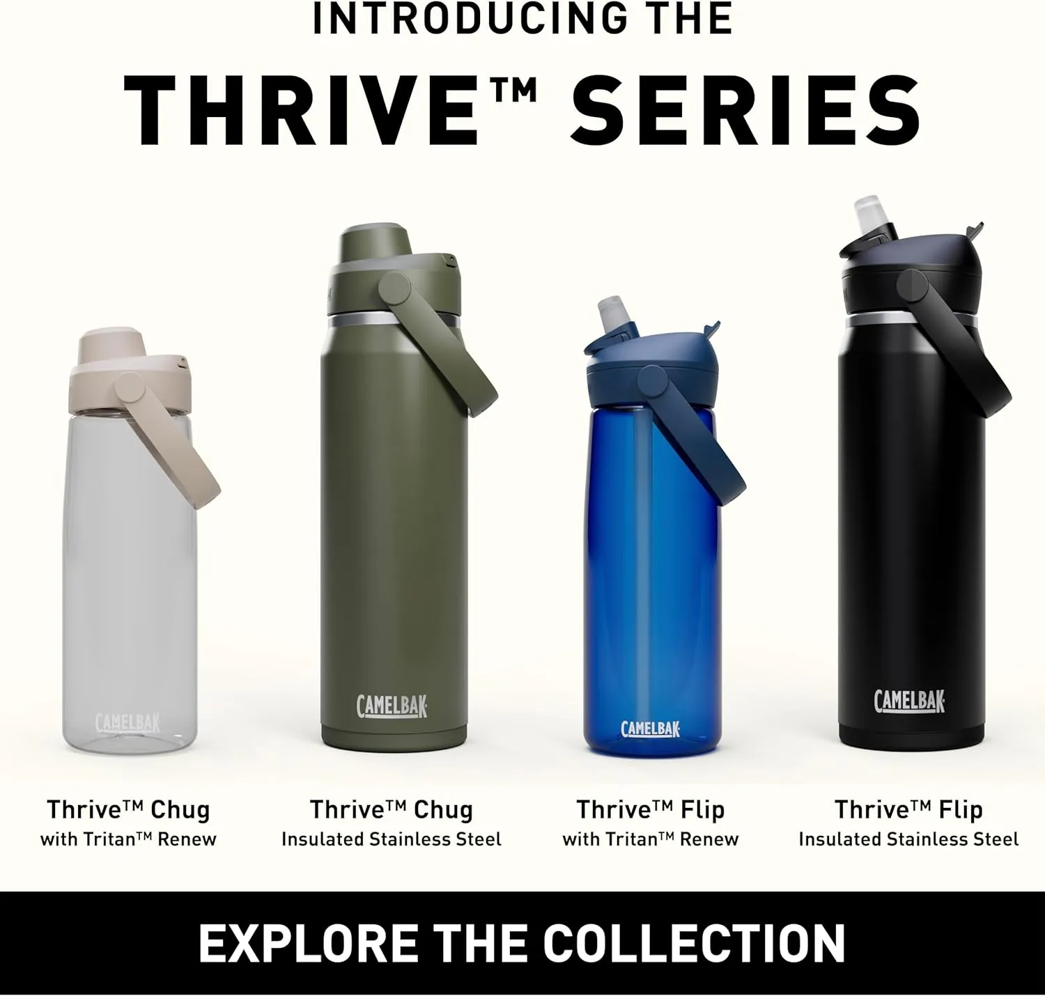 CamelBak Thrive Chug Water Bottle 25oz - Insulated Stainless Steel, Black