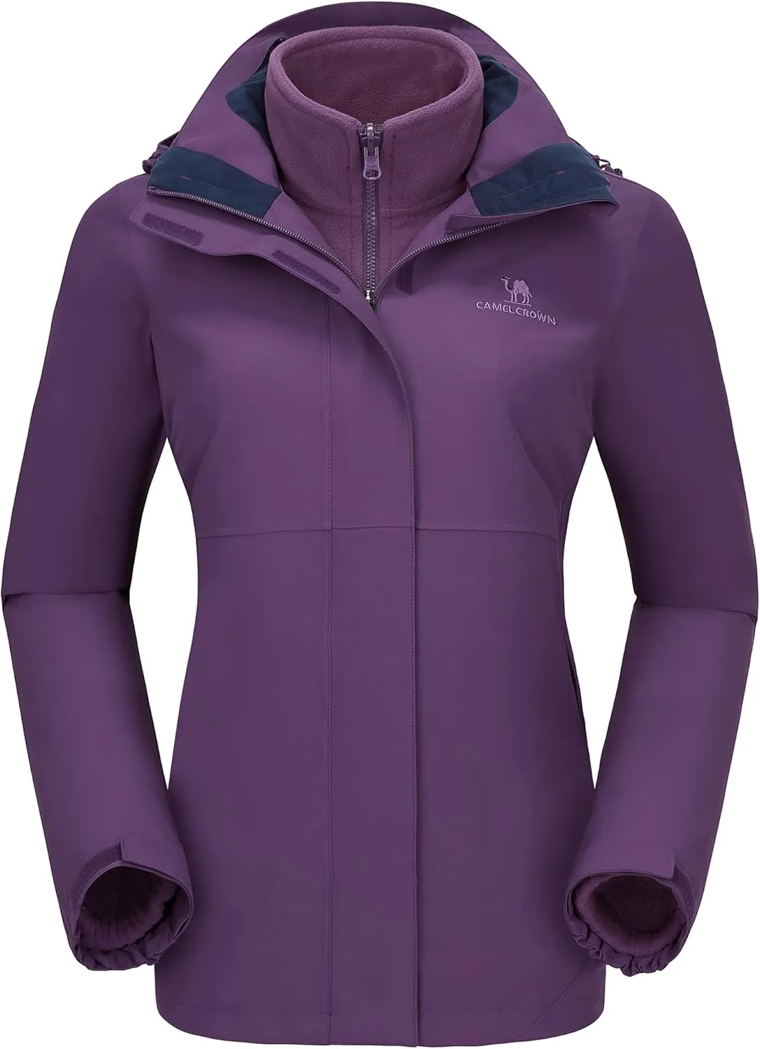 CAMELSPORTS Womens Ski Jackets Waterproof Fleece Snow Coat 3 in 1 Snowboarding Jackets Winter Warm Windbreaker Raincoat
